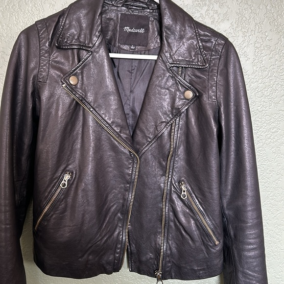 Madewell Washed Motorcycle Leather Jacket: Brass Hardware Edition - Picture 9 of 13